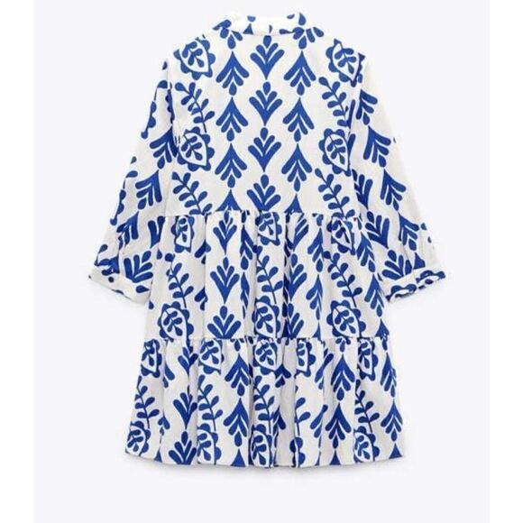 Zara  ECRU PRINTED SHORT DRESS Size S - Picture 6 of 10